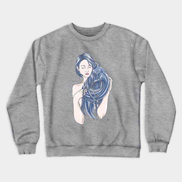 Purrrfect love (blue version) Crewneck Sweatshirt by lauraargh